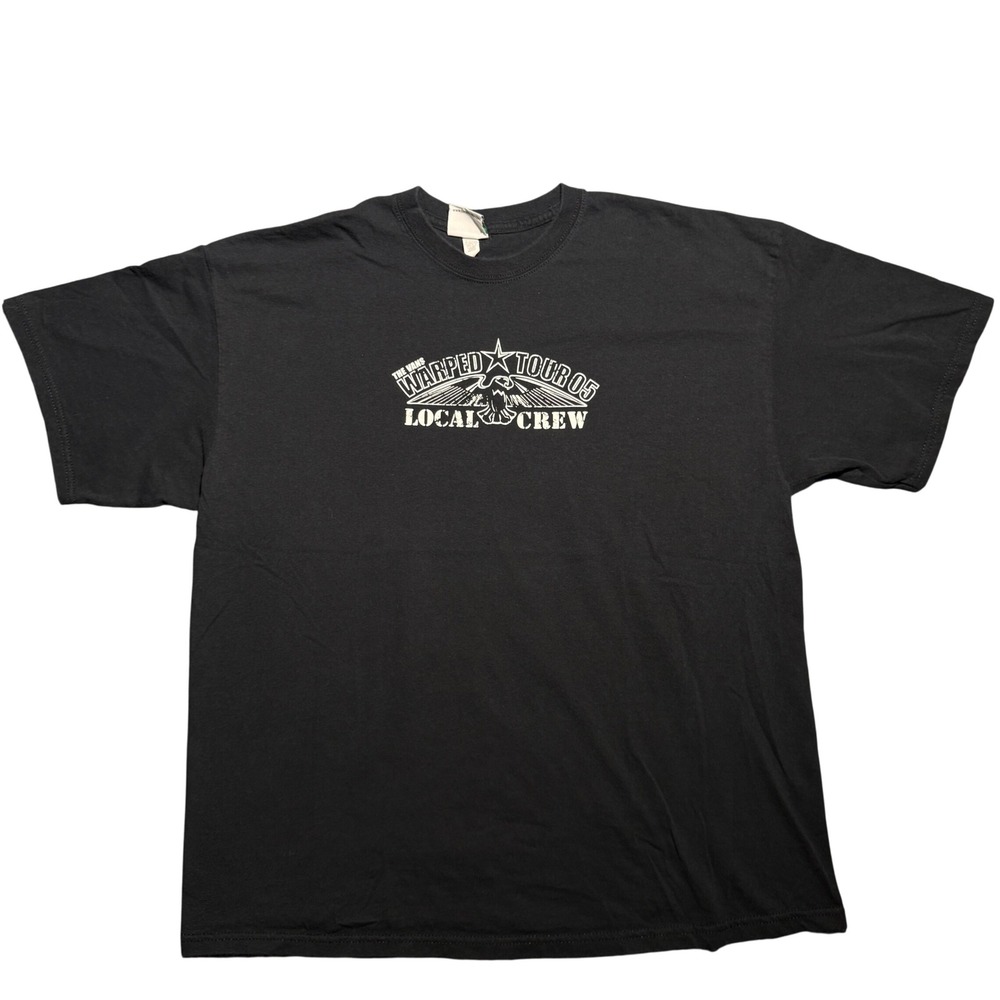 Vans Warped Tour 05 Local Crew T-Shirt Black Cinderblock Mens XL Vintage 2005